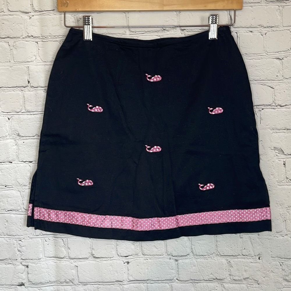Vintage Bamboo Traders Black Skort with‎ Pink Whales size 4